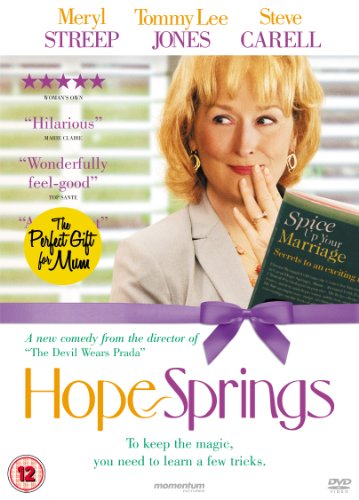 DVD cover for Hope Springs featuring Meryl Streep holding a book about marriage.
