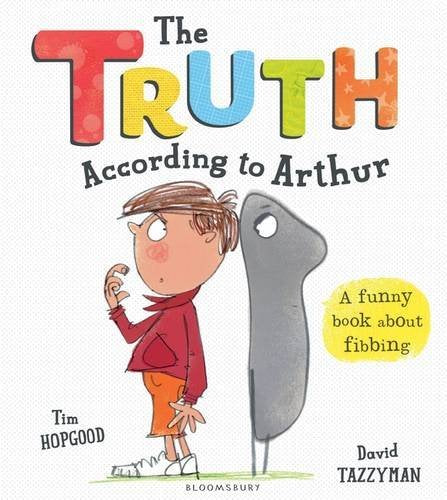 Book cover: boy with long shadow, colorful title “The Truth According to Arthur”.