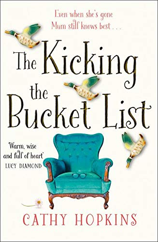 Book cover: “The Kicking the Bucket List” with ducks and a blue chair.