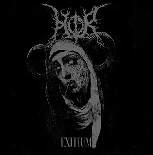 Dark album cover featuring a distorted, demonic-looking nun with horns.