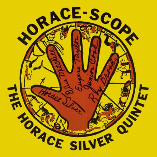 Horace Silver Quintet album cover: a red hand with zodiac signs.