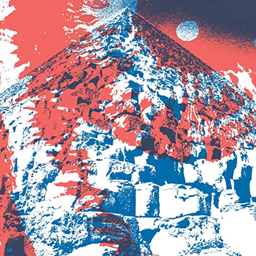 Abstract red and blue mountain landscape album cover for Horace Tapscott.