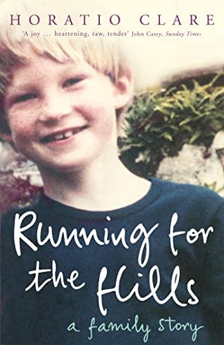 Book cover: smiling young boy and title "Running for the Hills.