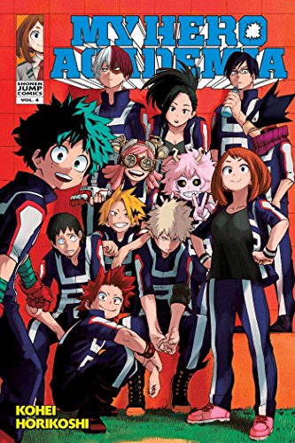 Manga cover featuring a group of My Hero Academia characters in blue gym uniforms.