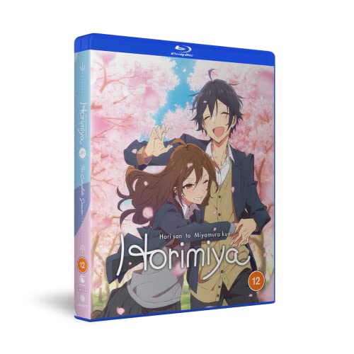 Horimiya" Blu-ray case featuring two anime characters under cherry blossoms.
