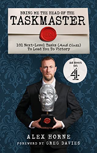 Book cover featuring Alex Horne holding a silver bust of a head.