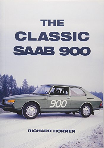 Book cover featuring a light green classic Saab 900 car in snow.