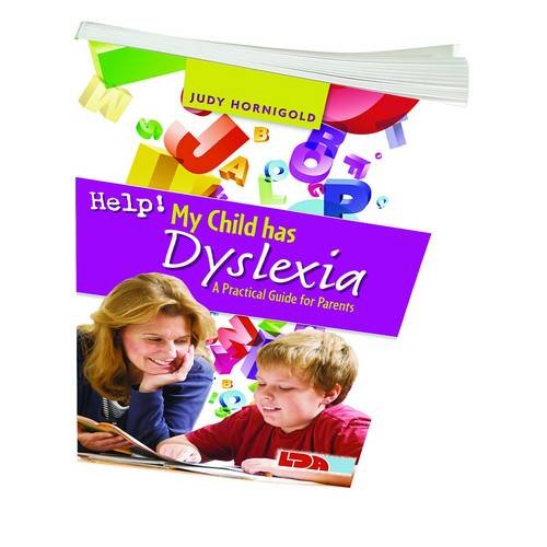 Book cover with a mother and child, colorful letters, and dyslexia title.