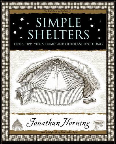 Book cover illustrating a detailed sketch of a traditional wooden shelter.