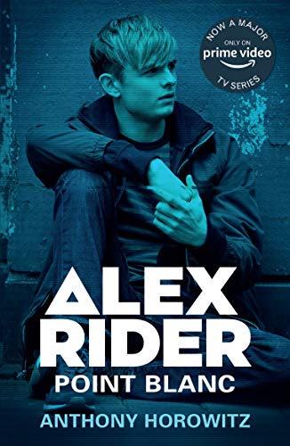 Book cover: young man, dark clothing, “Alex Rider Point Blanc” title.