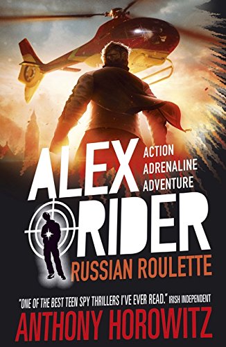 "Book cover of 'Russian Roulette' by Anthony Horowitz, showing a man and a helicopter."