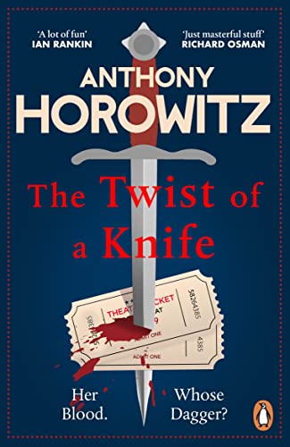 Book cover: a dagger piercing theatre tickets with red splatters.
