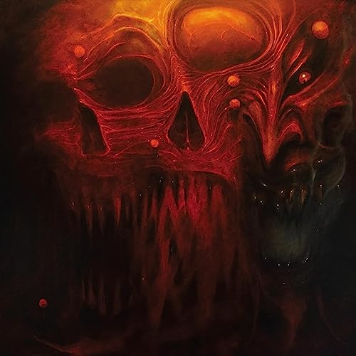 Red and black abstract skull image, likely album artwork.
