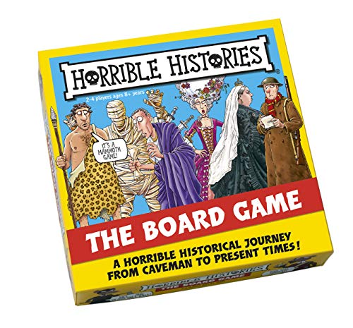 Horrible Histories" board game box with cartoon historical figures.