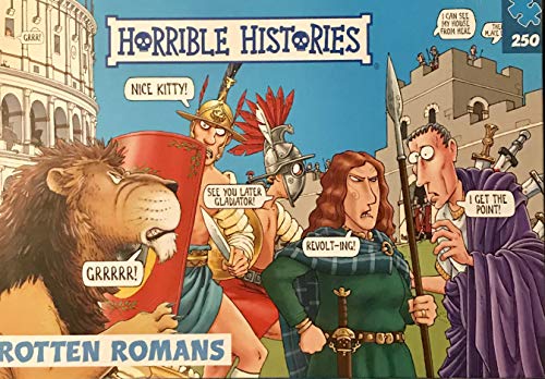 Horrible Histories" puzzle box depicts cartoon Romans, a lion, and gladiators.