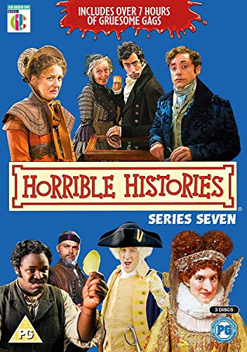 DVD cover of "Horrible Histories - Series 7" featuring historical characters in costumes.