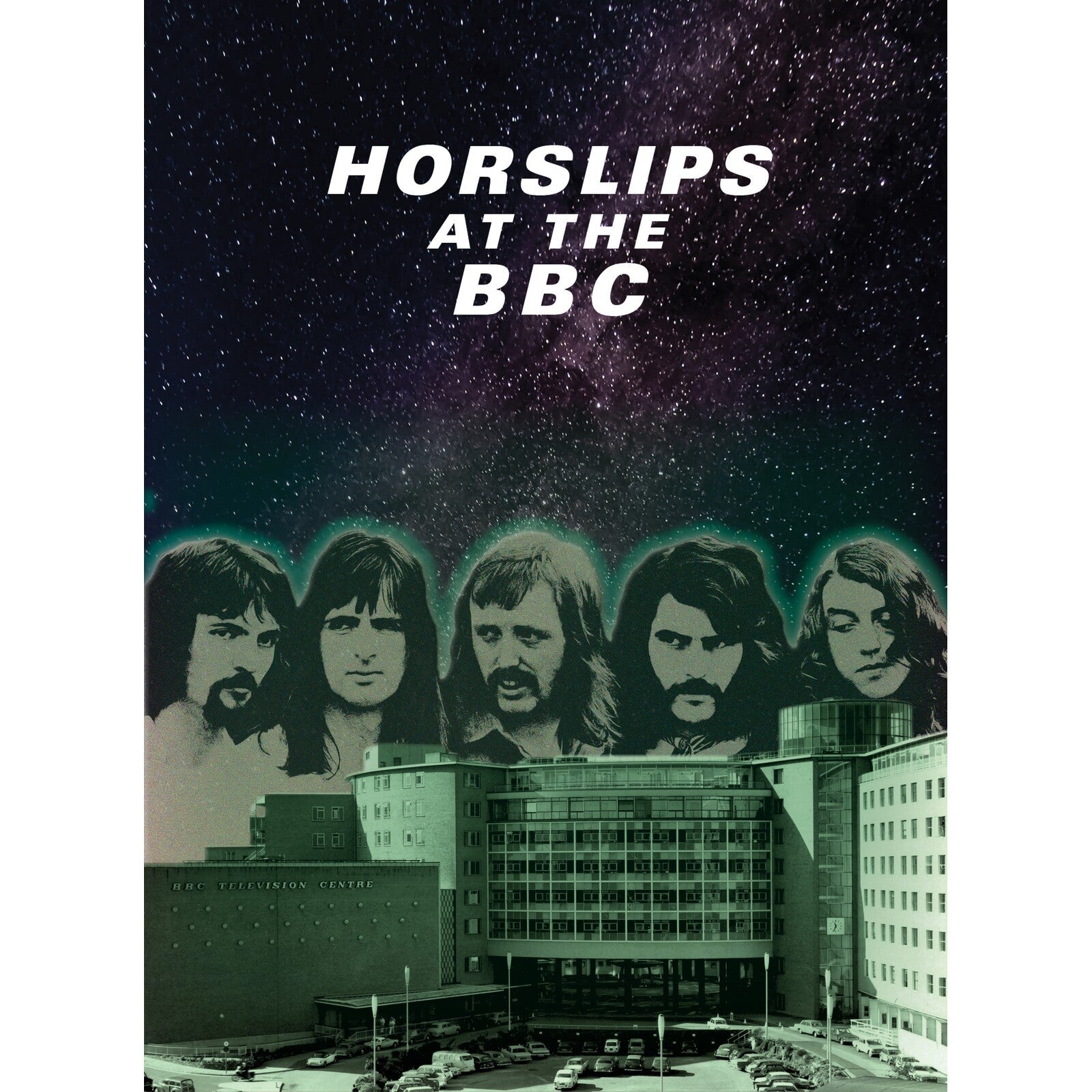 Album cover showing the band Horslips above the BBC Television Centre against a starry sky.