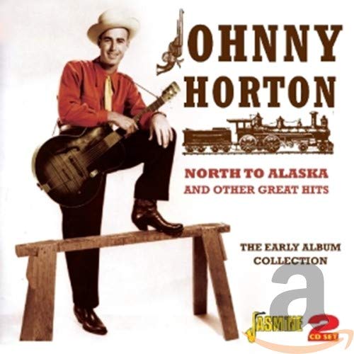 Johnny Horton in a cowboy hat and red shirt, holding a guitar on cover.