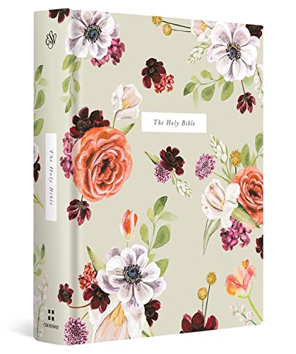 Floral-patterned Bible with “The Holy Bible” text on the cover.