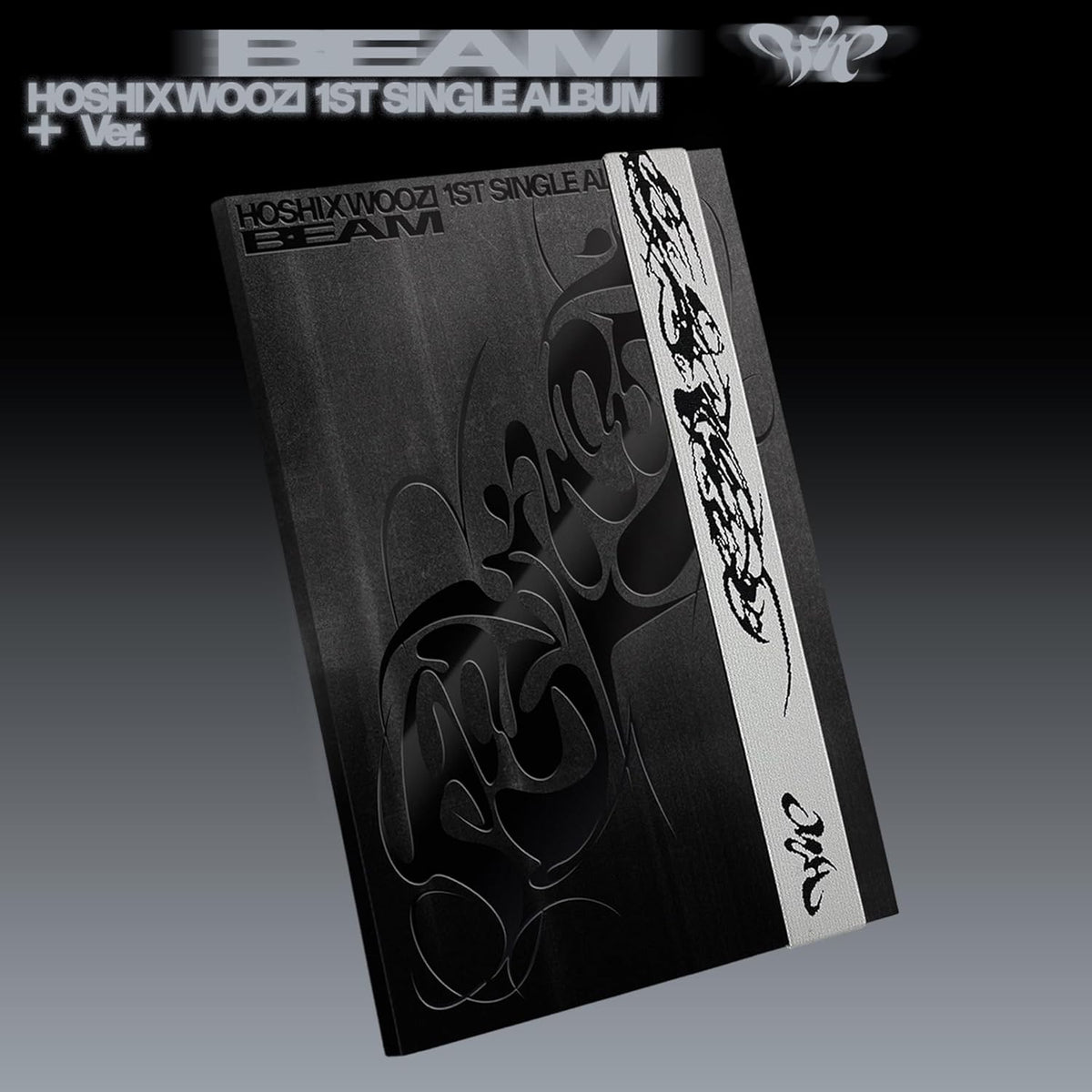 Hoshi Woozi 'BEAM' album cover: abstract gray and black design.