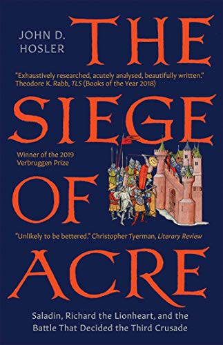 Book cover depicting a medieval siege scene with text: “The Siege of Acre.”