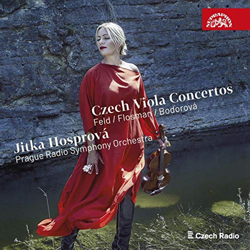 CD cover with a woman in red dress holding a viola.