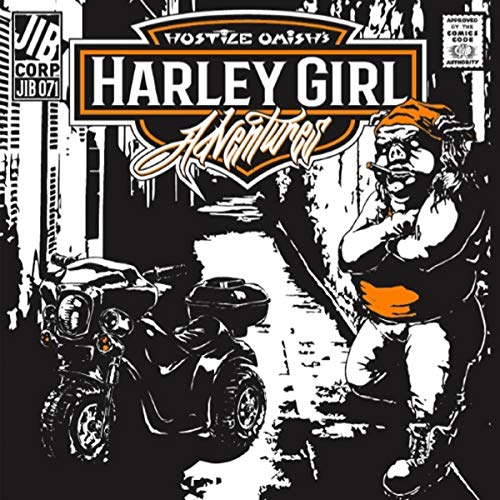 Black and white comic art of a pig character next to a motorcycle.