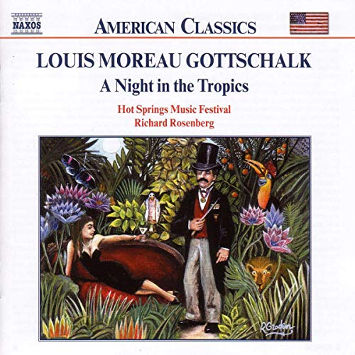 CD cover: tropical scene with a man in a top hat and woman reclining.