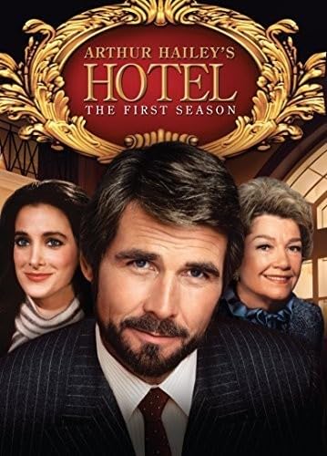DVD cover for Arthur Hailey's Hotel Season 1 featuring three actors in formal attire.