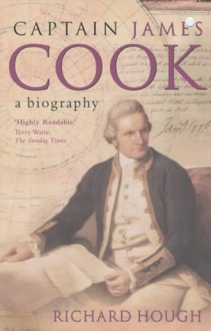 Book cover featuring a portrait of Captain James Cook against a background map.
