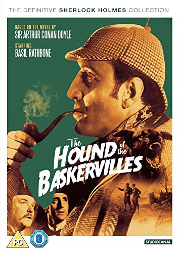 DVD cover featuring Basil Rathbone as Sherlock Holmes with a pipe and deerstalker hat.