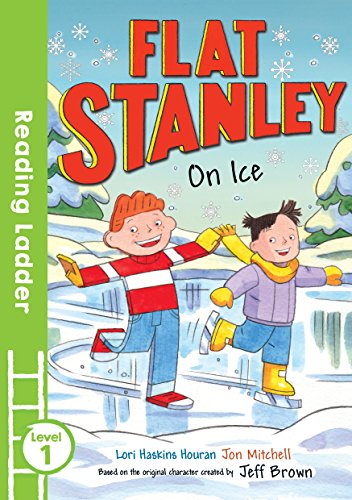Book cover: Flat Stanley and a friend ice skating in winter.