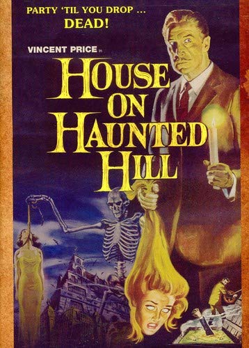DVD cover for "House on Haunted Hill" with Vincent Price and horror elements.