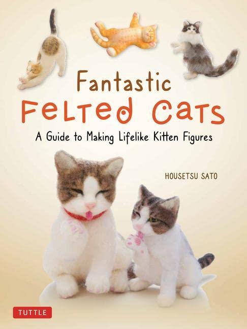 Book cover featuring several handmade felted cat figures.