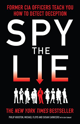 Book cover for Spy the Lie with white text and a red silhouette figure.