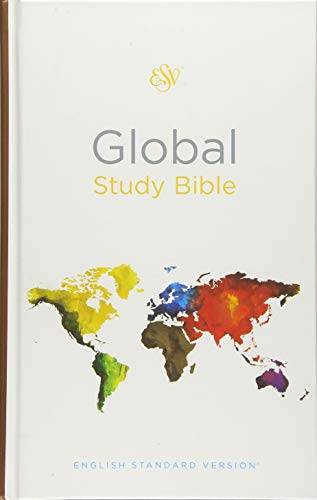 White Bible with “Global Study Bible” title and colorful world map.