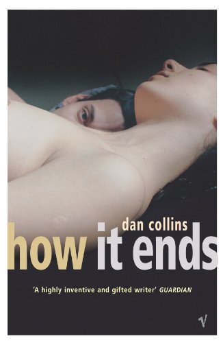 Book cover: two men lying close, title “how it ends” in yellow text.