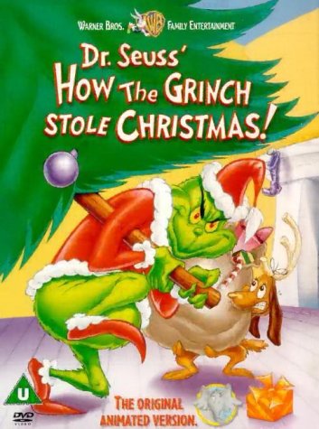 DVD cover for "How The Grinch Stole Christmas" featuring the Grinch and a sack.