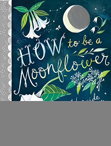Book cover with illustrated moon, flowers, and handwritten title text.