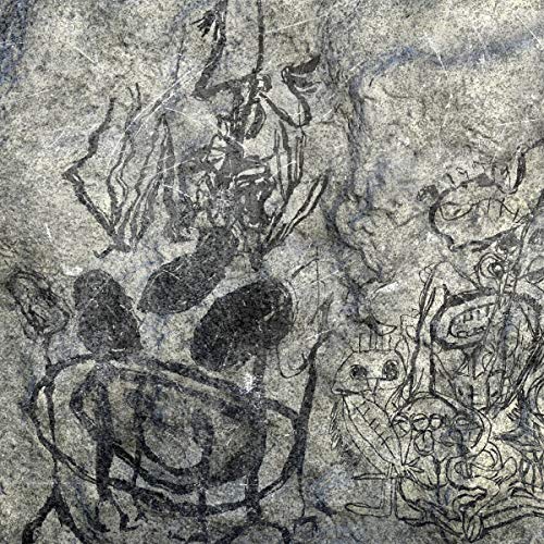A vinyl record with a distorted, abstract cover featuring a grayscale, textured design.