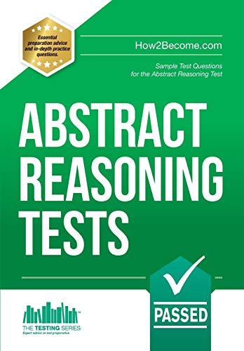 Green book cover with white text: "Abstract Reasoning Tests", plus checkmark.