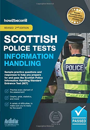 Book cover: "Scottish Police Tests Information Handling" with a police officer.