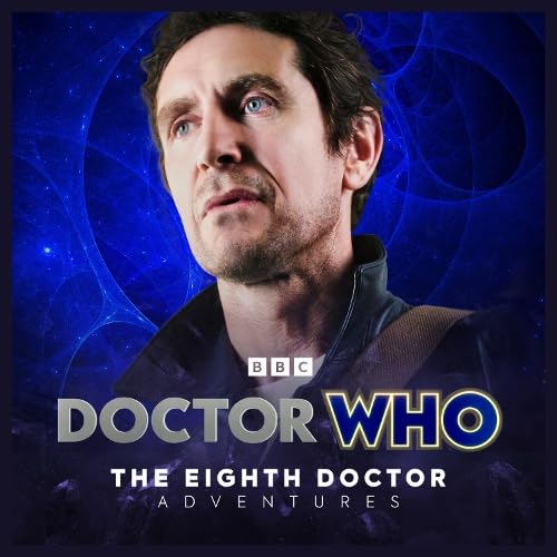 Portrait of Paul McGann as the Eighth Doctor against a blue, swirling background.