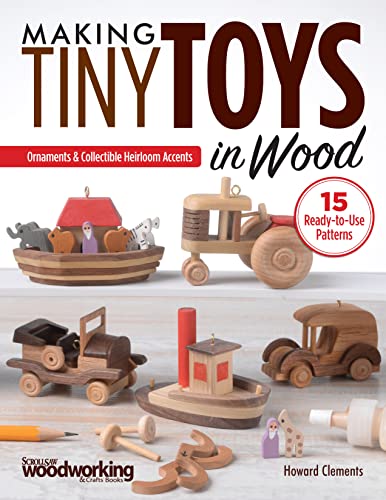 Book cover featuring handmade wooden toys: boats, cars, and a tractor.