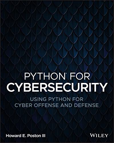 Dark blue book cover with white text: "Python for Cybersecurity.