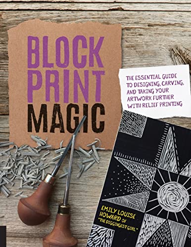 Book cover with block printing tools and a sample print design.