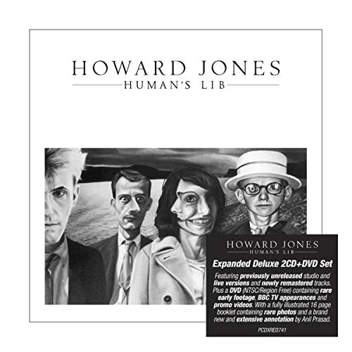 CD cover for Howard Jones’ “Human’s Lib” featuring four stylized portraits.