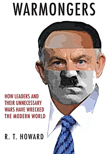 Book cover: "Warmongers" featuring a composite portrait of political leaders.