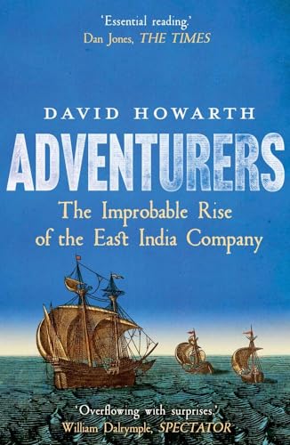 Book cover: "Adventurers" with sailing ships on a turbulent sea.