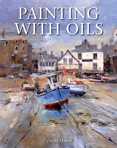 Book cover: "Painting with Oils" featuring a coastal town scene.